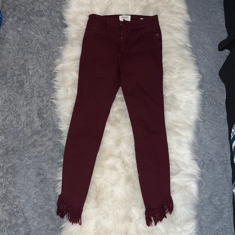 Womens High Rise fringe Jeans
